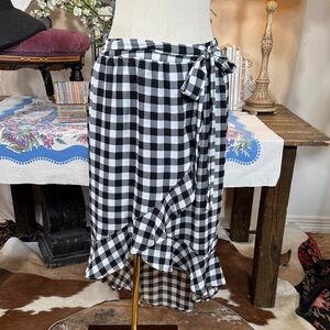 Black & White Gingham Wrap Skirt